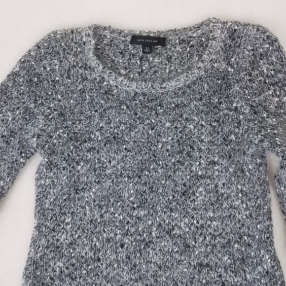 LOFT Casual Loose Knit Sweater XS Gray White High Low Hem Mohair Wool - Picture 3 of 12